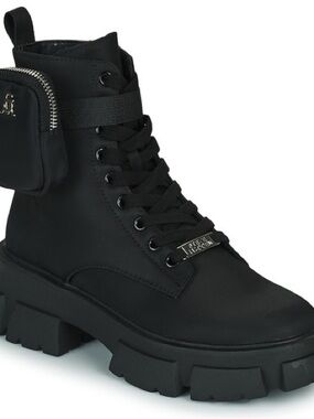Steve Madden Black Chunky Platform Lace-Up Boots